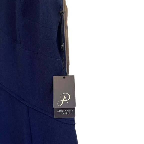 Adrianna Papell navy studded sheath dress with cut out  & asymmetrical seams, NW - Picture 4 of 13